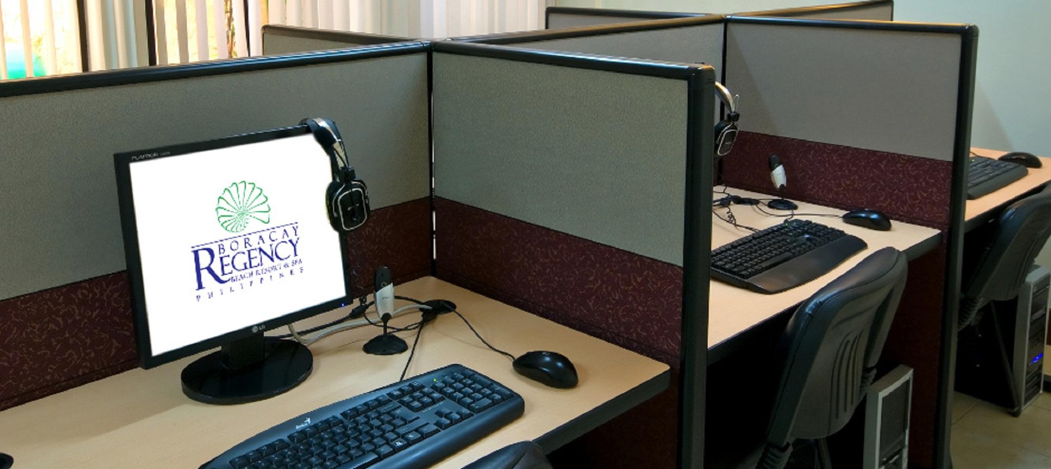 Henann Regency Resort And Spa Balabag  Exterior photo A typical call center workstation